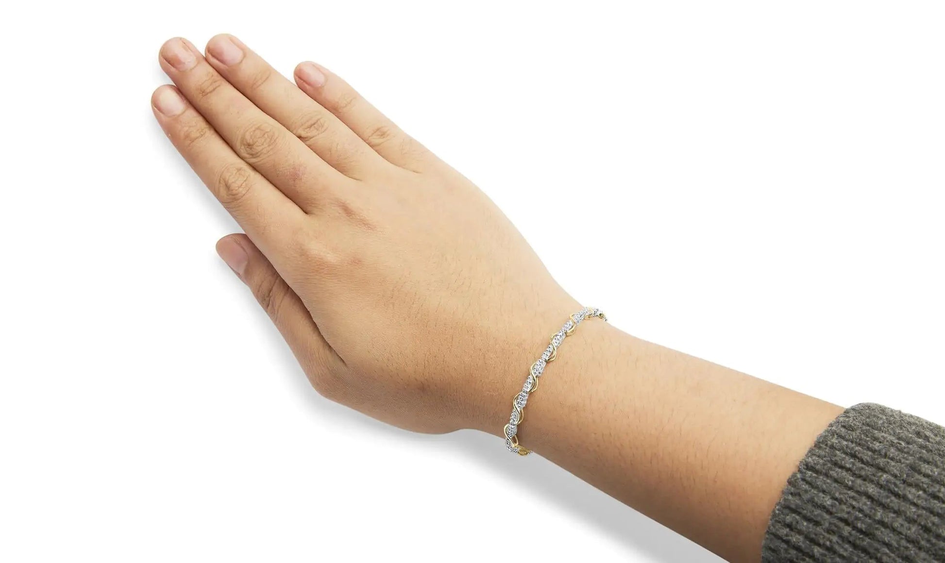 10k Two-Tone Gold 1/2 Cttw Diamond Spiral Over Link Bracelet (I-J Color, I2-I3 Clarity) 7" Inches WEM Support (www.WEM.support)