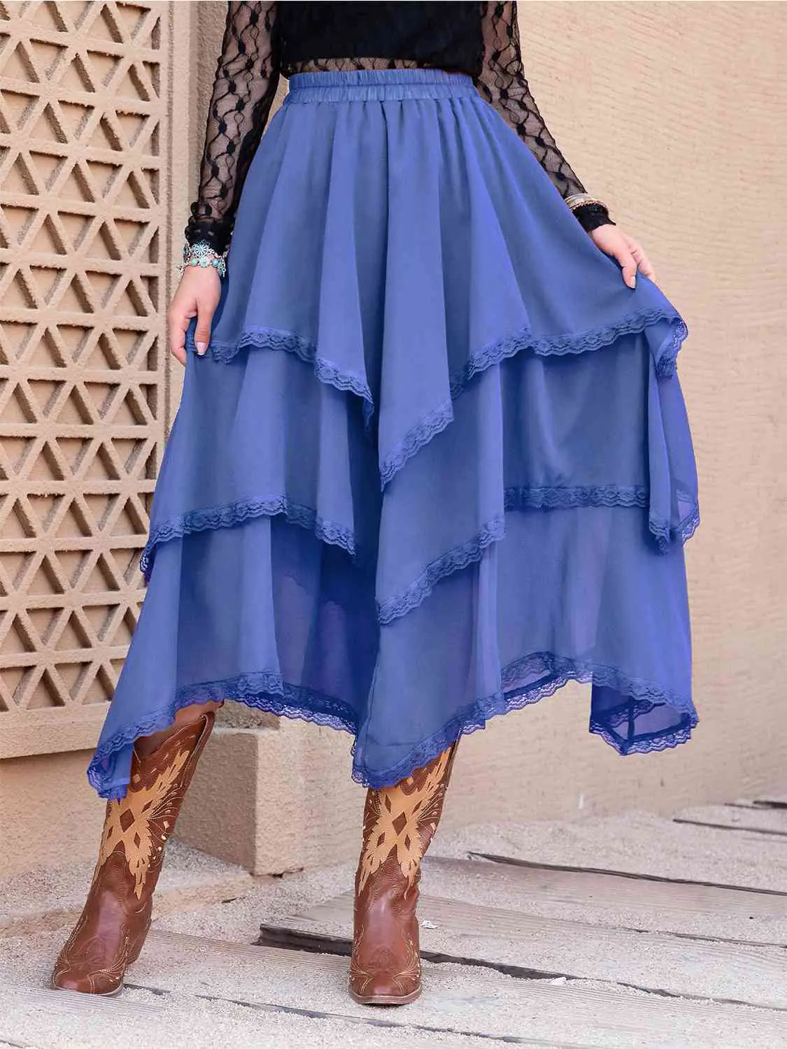 Tasha Tiered Midi Skirt- WEM Support (www.WEM.support)