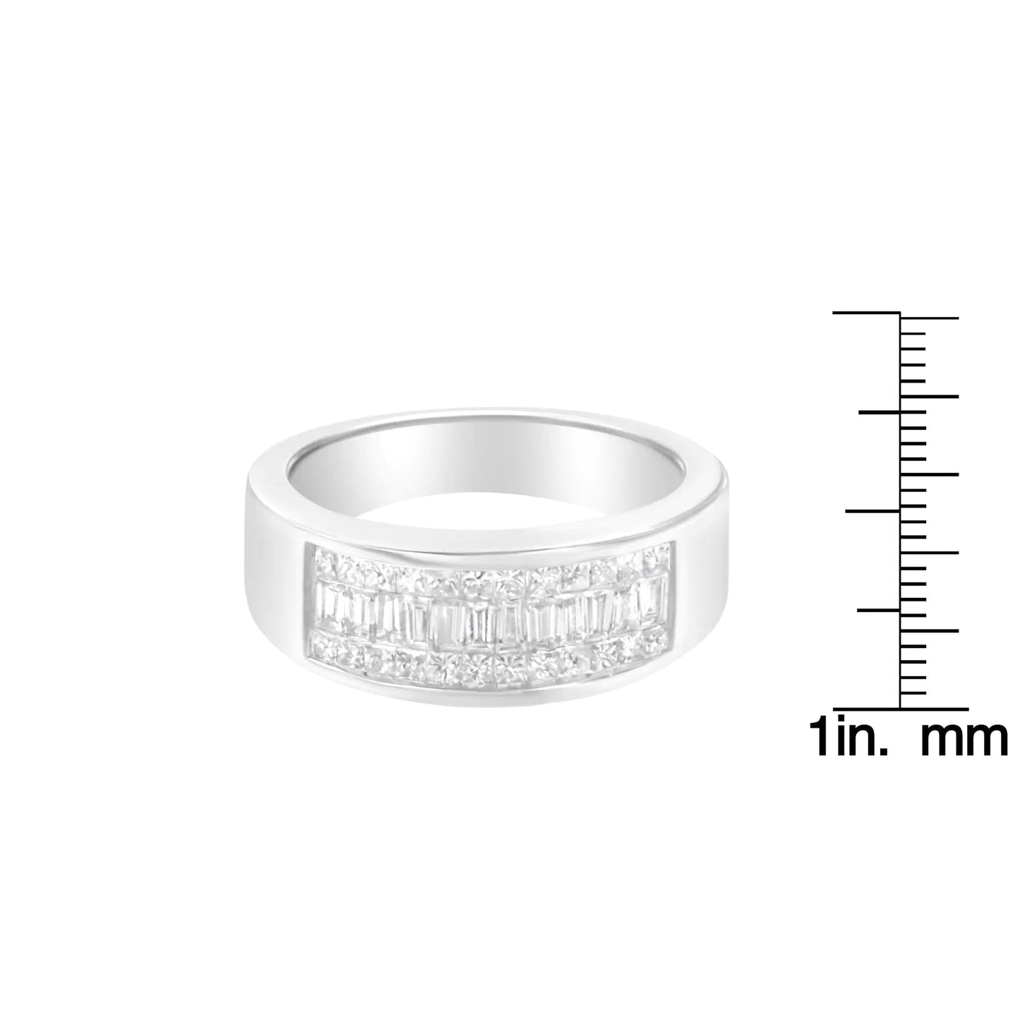 14K White Gold Princess and Baguette-cut Diamond Ring (1.0 Cttw, H-I Color, VS2-SI1 Clarity) WEM Support (www.WEM.support)