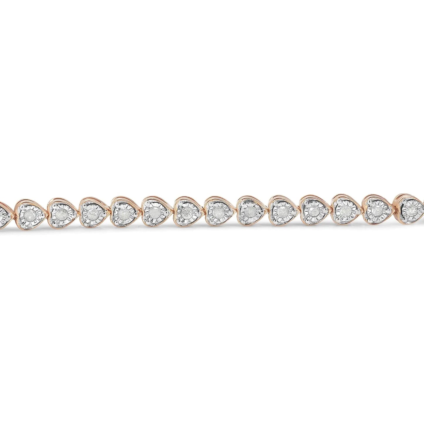 .925 Sterling Silver 1.0 Cttw Miracle Set Diamond Heart-Link 7" Tennis Bracelet (I-J Color, I2-I3 Clarity) WEM Support (www.WEM.support)
