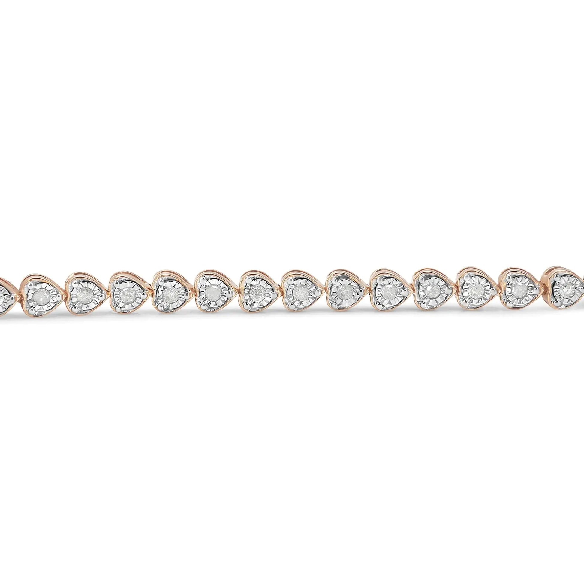 .925 Sterling Silver 1.0 Cttw Miracle Set Diamond Heart-Link 7" Tennis Bracelet (I-J Color, I2-I3 Clarity) WEM Support (www.WEM.support)