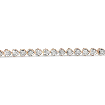 .925 Sterling Silver 1.0 Cttw Miracle Set Diamond Heart-Link 7" Tennis Bracelet (I-J Color, I2-I3 Clarity) WEM Support (www.WEM.support)