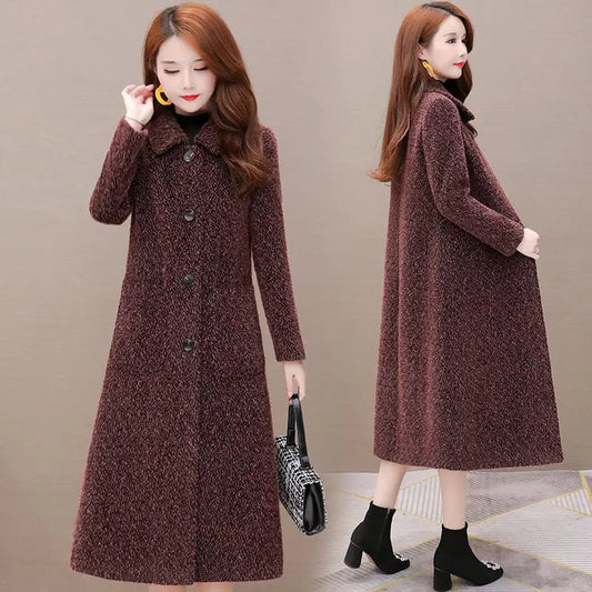 Abrigo Medio Largo Acolchado de Imitación de Visón para Mujer HejK.com Marketplace LLC