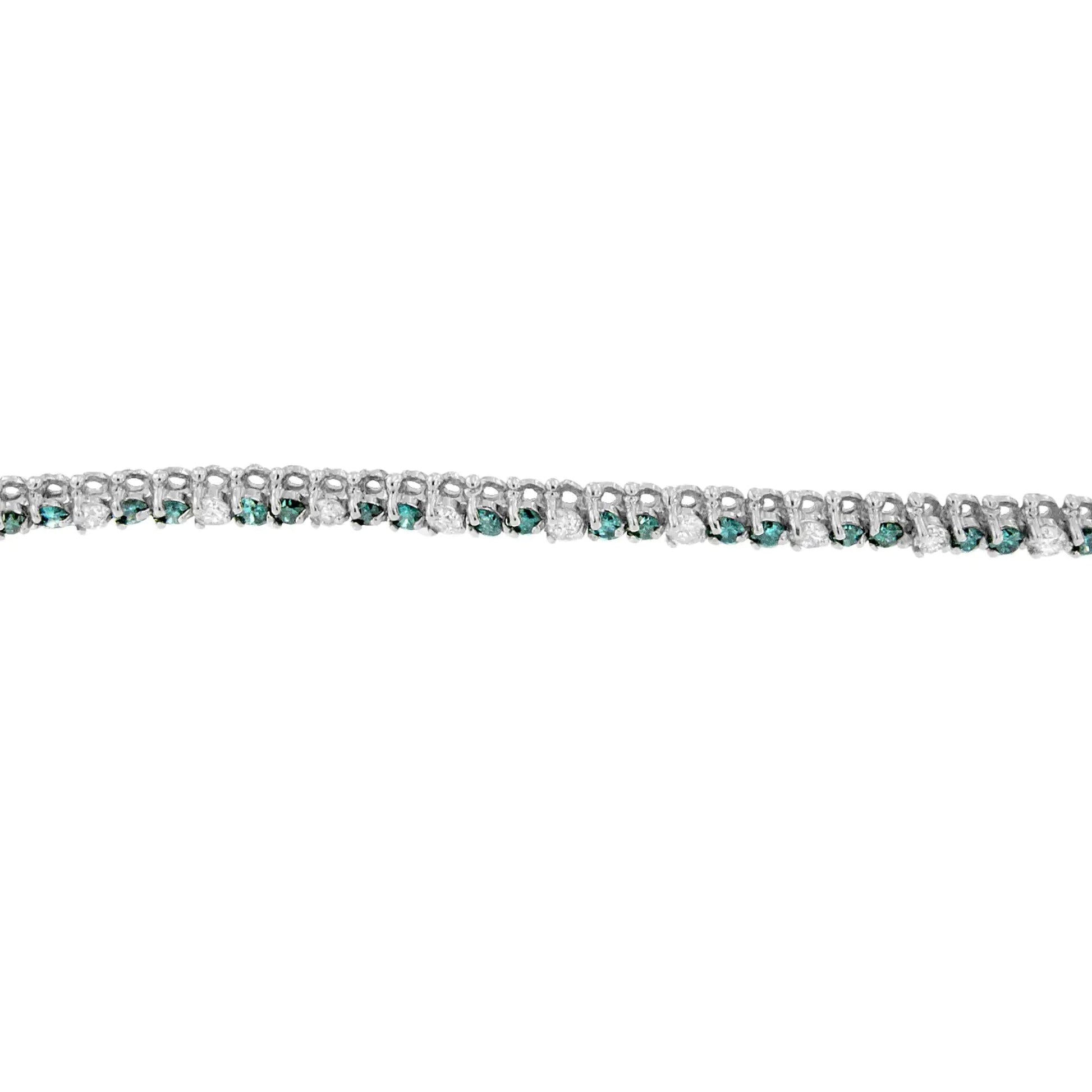 14K White Gold White And Treated Blue Diamond Bracelet (4 5/8 cttw, H-I Color, I1-I2 Clarity) WEM Support (www.WEM.support)
