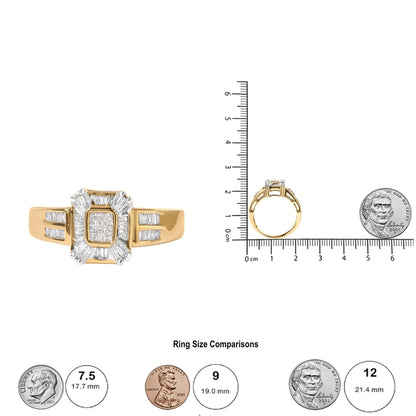 10K Yellow Gold 1/2 Cttw Diamond Composite and Halo Ring (H-I Color, SI1-SI2 Clarity) WEM Support (www.WEM.support)