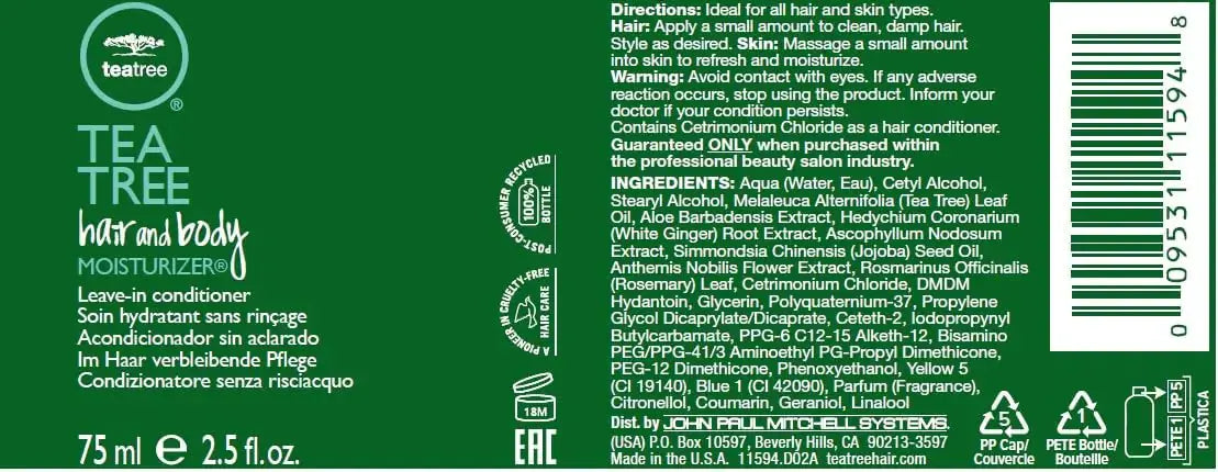 Tea Tree Hair and Body Moisturizer Leave-In Conditioner, Body Lotion, After-Shave Cream, For All Hair + Skin Types 2.5 Fl Oz (Pack of 1) My Store