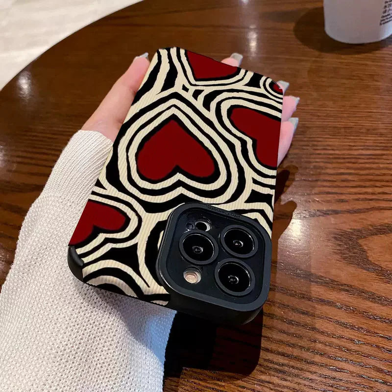 Striped Red Heart Silicone Phone Case HejK.com