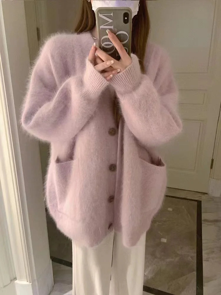 Women's Korean-Style Cozy Soft Knit Sweater Coat WEM Support (www.WEM.support)