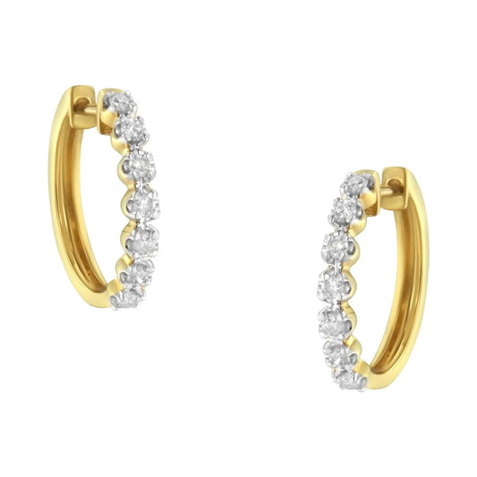10KT Yellow Gold Diamond Huggy Hoop Earrings (1/2 cttw, J-K Color, I2-I3 Clarity) WEM Support (www.WEM.support)