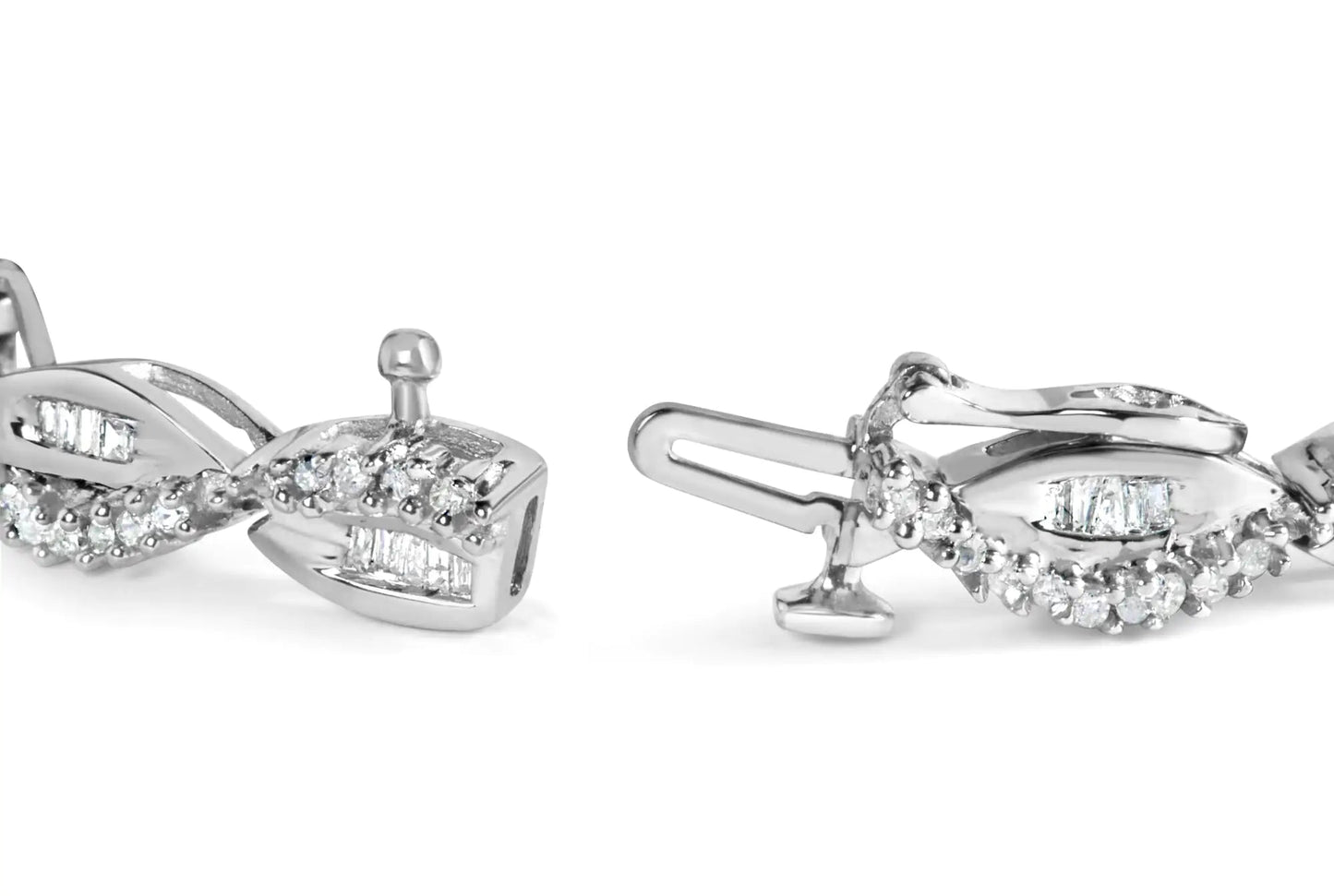 14K White Gold 2.00 Cttw Diamond Swirl and Pear Shape Link Bracelet (I-J Color, I2-I3 Clarity) - 7" WEM Support (www.WEM.support)