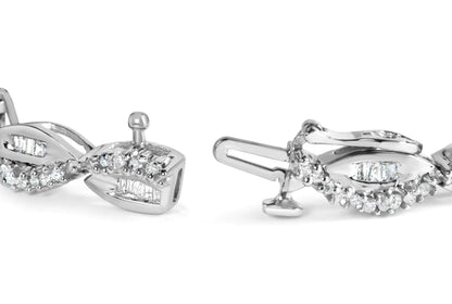 14K White Gold 2.00 Cttw Diamond Swirl and Pear Shape Link Bracelet (I-J Color, I2-I3 Clarity) - 7" WEM Support (www.WEM.support)