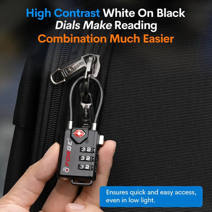 TSA Approved Cable Luggage Locks, Re-settable Combination with Alloy Body Black Single Pack My Store