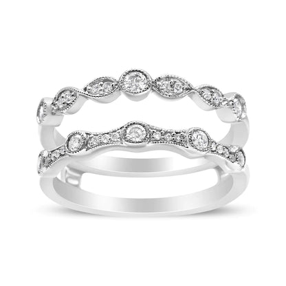 14K White Gold 1/3 Cttw Diamond Parallel Split Shank Wrap Ring Guard Enhancer (I-J Color, I2-I3 Clarity) WEM Support (www.WEM.support)