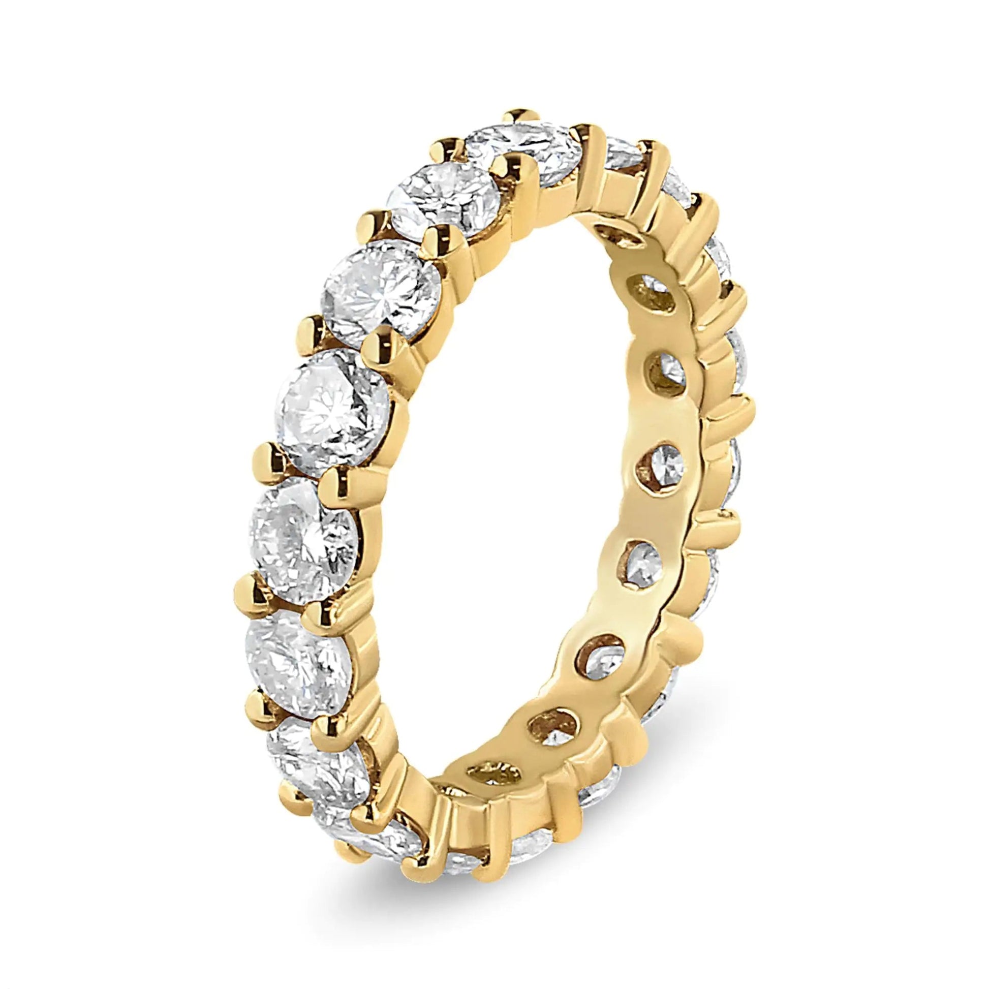 14K Yellow Gold 3.00 Cttw Shared Prong Set Round Cut Diamond Eternity Band (J-K Color, VS1-VS2 Clarity) WEM Support (www.WEM.support)