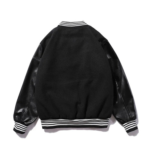 Woolen Leather Embroidered Baseball Jacket WEM Support (www.WEM.support)