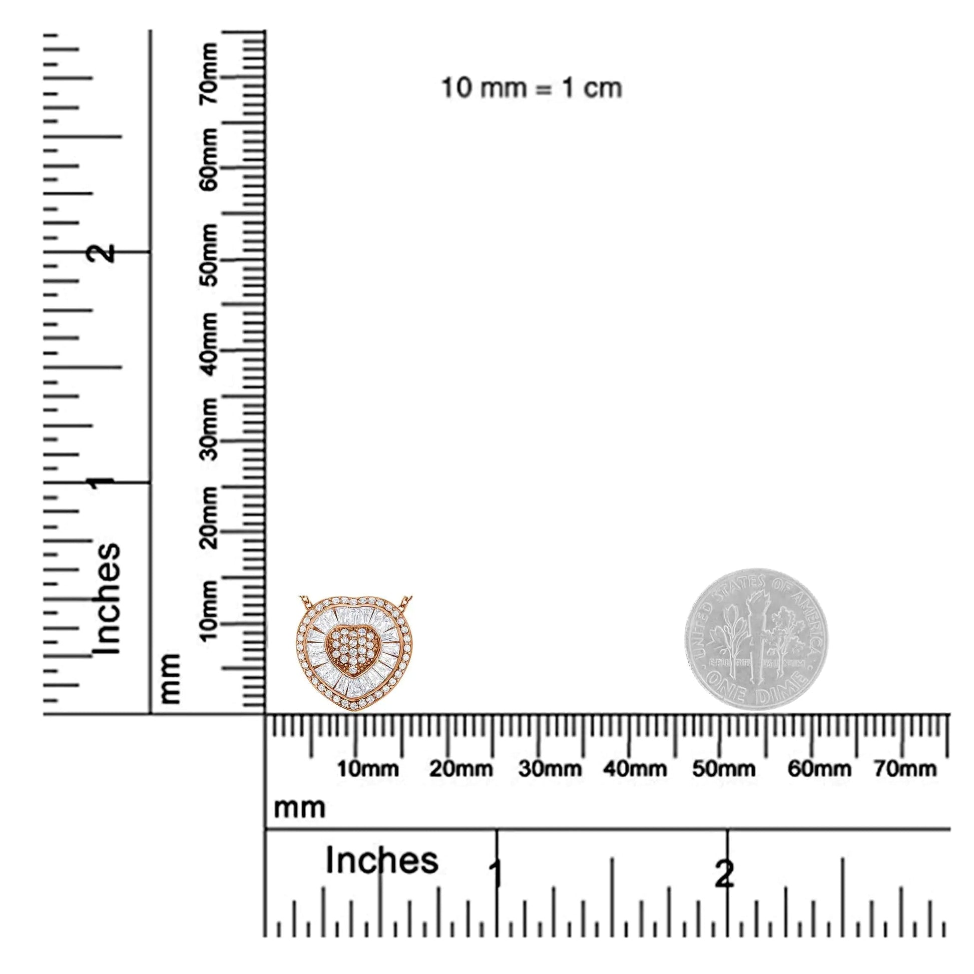 10K Rose Gold 1/2 cttw, Diamond Heart Pendant Necklace (H-I Color, I1-I2 Clarity) WEM Support (www.WEM.support)
