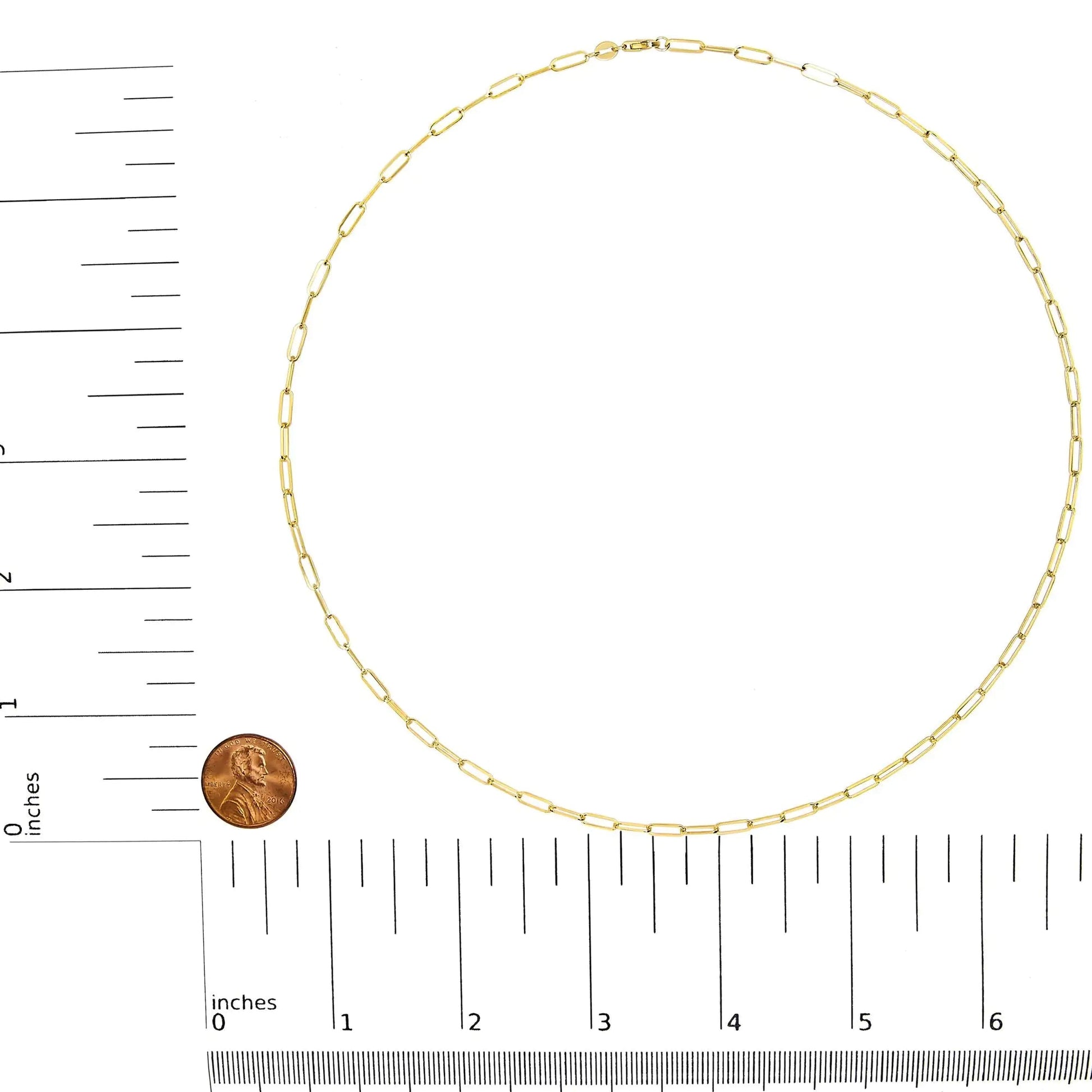 Unisex Solid 14K Gold 2.5mm Paperclip Chain Necklace WEM Support (www.WEM.support)