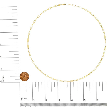 Unisex Solid 14K Gold 2.5mm Paperclip Chain Necklace WEM Support (www.WEM.support)
