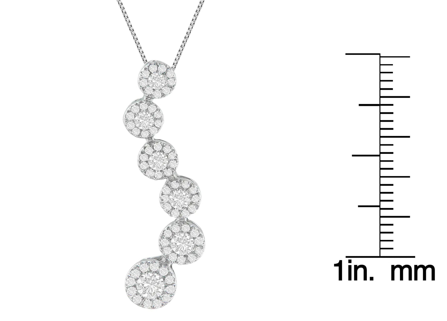 14K White Gold Round Cut Diamond Journey Circle Pendant Necklace (1.00 cttw, H-I Color, I1-I2 Clarity) WEM Support (www.WEM.support)