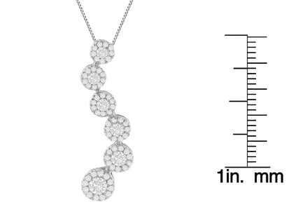 14K White Gold Round Cut Diamond Journey Circle Pendant Necklace (1.00 cttw, H-I Color, I1-I2 Clarity) WEM Support (www.WEM.support)