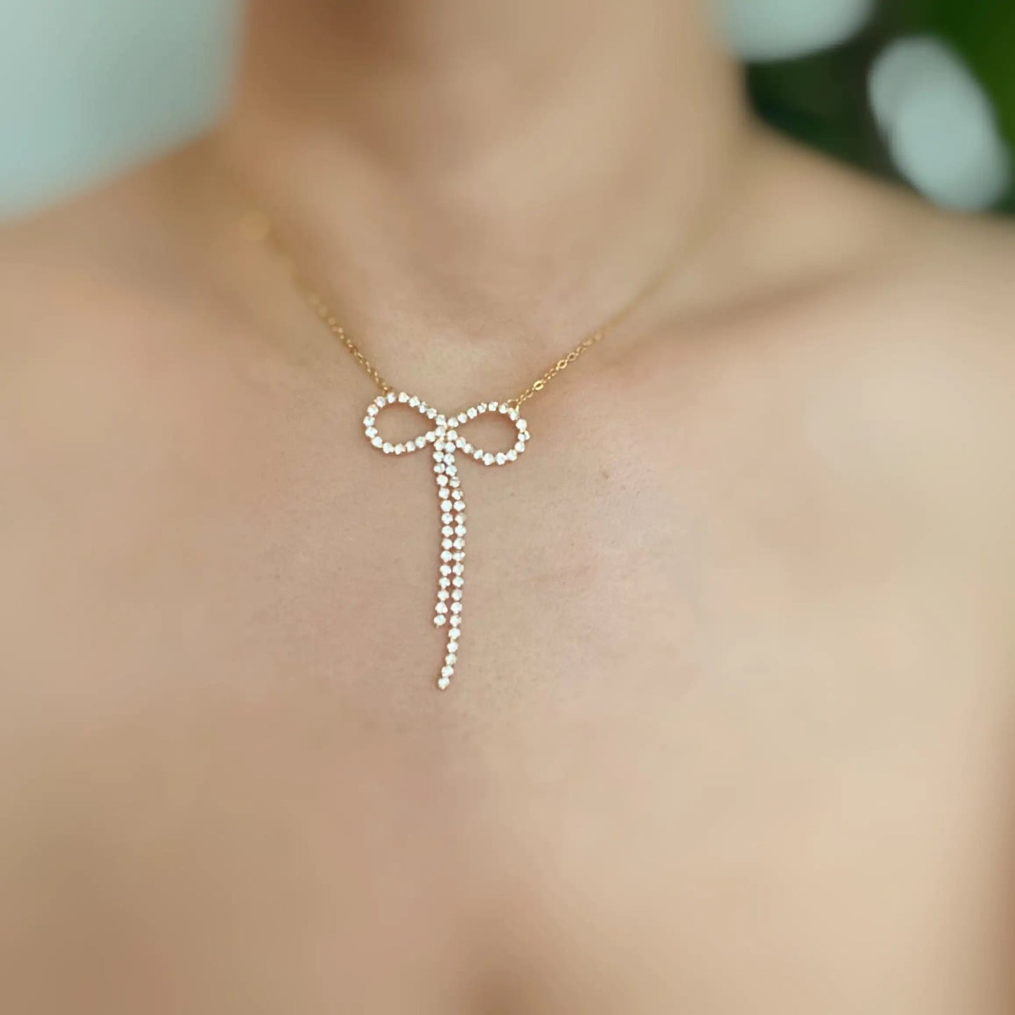 Adorable Shine Bow Necklace WEM Support (www.WEM.support)