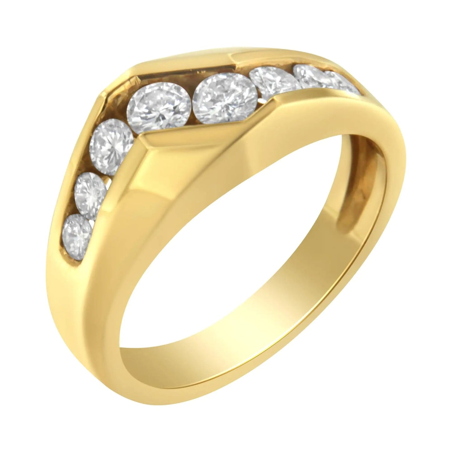 14KT Yellow Gold Men's Round Cut Diamond Ring (1 cttw, H-I Color, SI2-I1 Clarity) WEM Support (www.WEM.support)