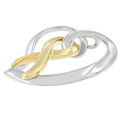 14K Gold and Silver Heart Bow Pendant Necklace WEM Support (www.WEM.support)