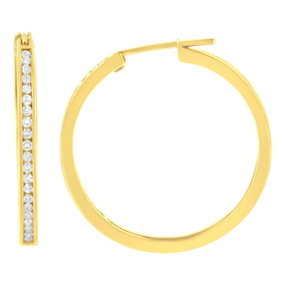 10K Yellow Gold 1/2 cttw Channel Set Diamond Hoop Earrings (I-J Clarity, I1-I2 Color) WEM Support (www.WEM.support)