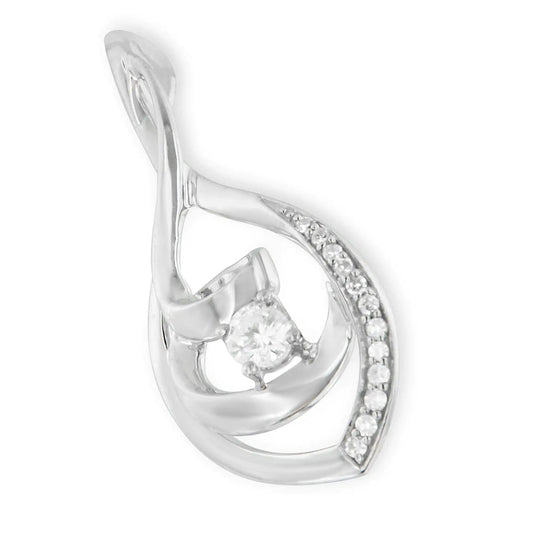 10K White Gold 1/4 Cttw Brilliant-Cut Round Diamond Spiral Link 18" Pendant Necklace (I-J Color, I2-I3 Clarity) WEM Support (www.WEM.support)