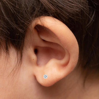 14K White Gold 2.00 Cttw Lab Grown Round Brilliant-Cut Diamond Classic 4-Prong Stud Earrings with Screw Backs (F-G color, VVS2-VS1 Clarity) WEM Support (www.WEM.support)