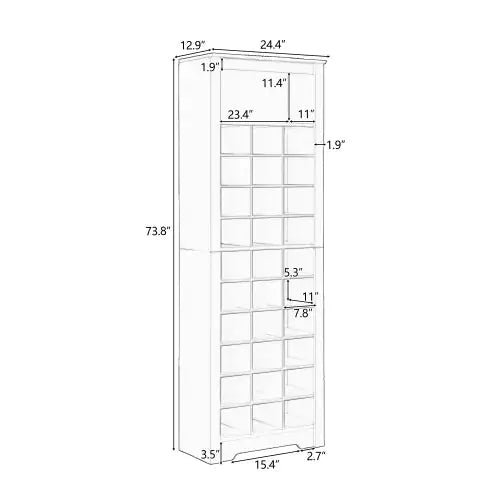 Stylish Design 30 Shoe Cabinet Console, Modern Shoe Cabinet, Multiple Storage Capacity, Self-standing High Cabinet, Suitable For Hallway, Bedroom, White WEM Support (www.WEM.support)