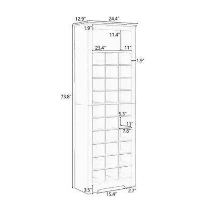 Stylish Design 30 Shoe Cabinet Console, Modern Shoe Cabinet, Multiple Storage Capacity, Self-standing High Cabinet, Suitable For Hallway, Bedroom, White WEM Support (www.WEM.support)