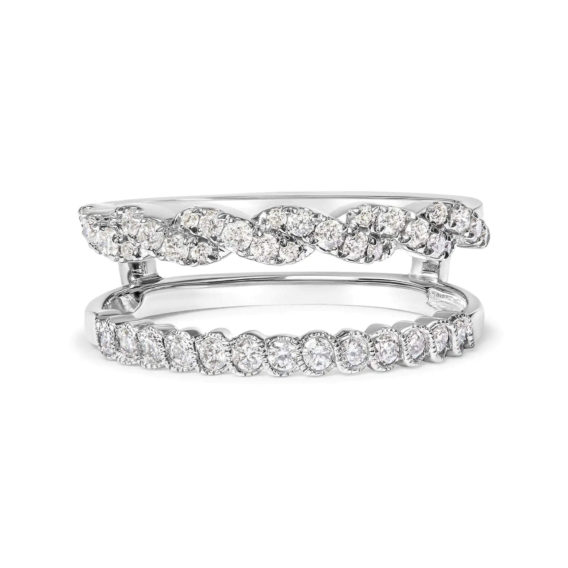 14k White Gold 1/2 Cttw Diamond Enhancer Wrap Ring Guard ( I-J Color, I2-I3 Clarity) WEM Support (www.WEM.support)