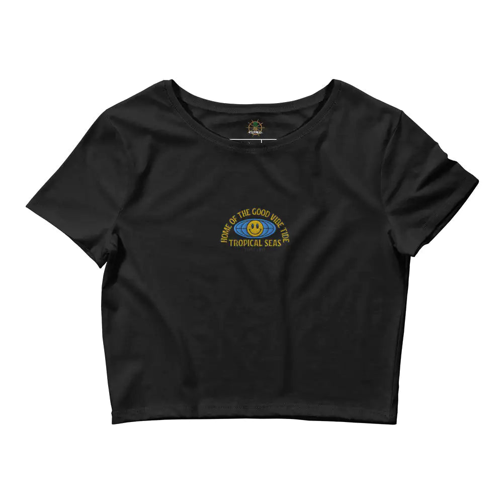 Women’s World Wide Good Vibes Crop Tee WEM Support (www.WEM.support)
