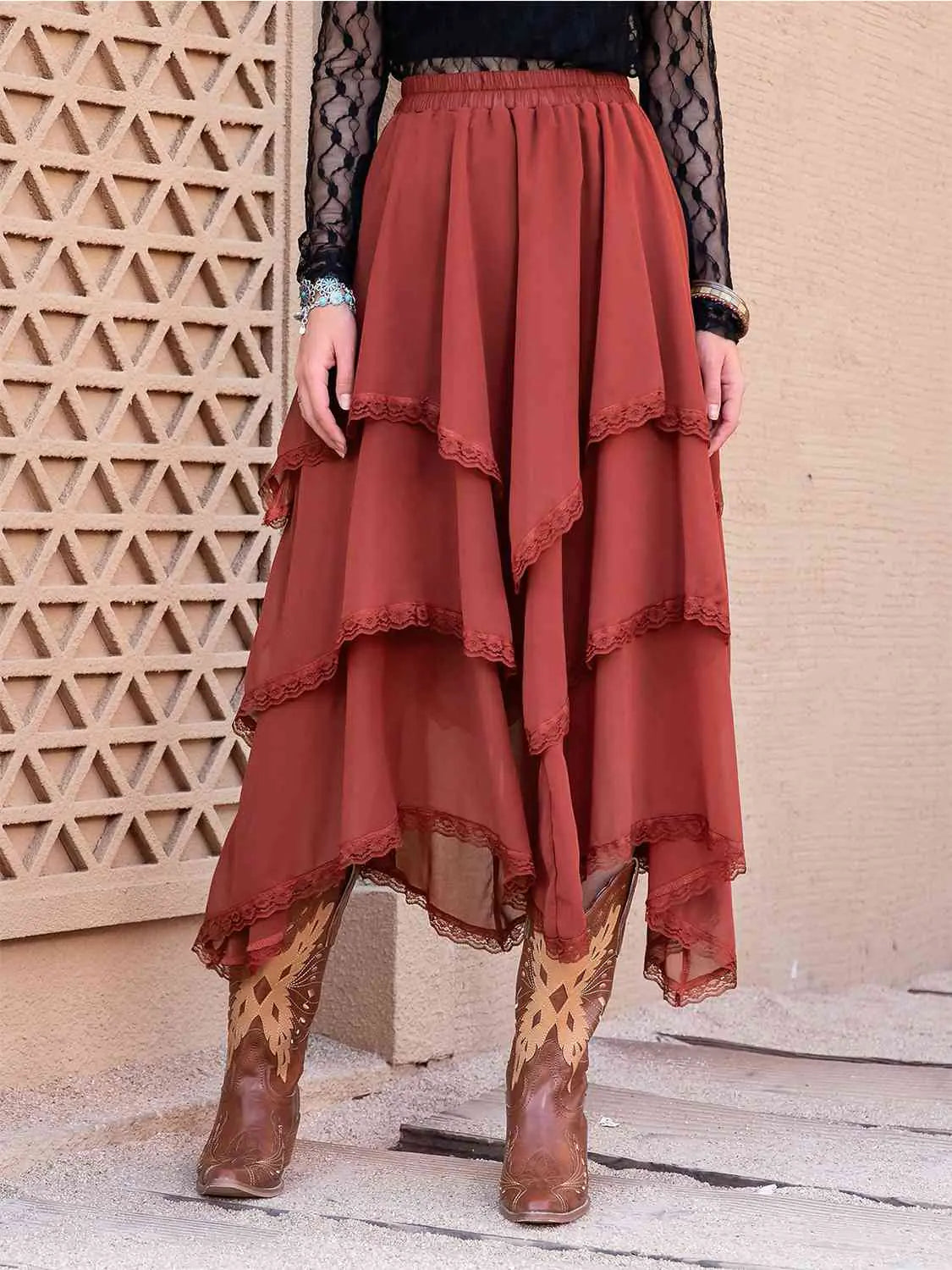 Tasha Tiered Midi Skirt- WEM Support (www.WEM.support)