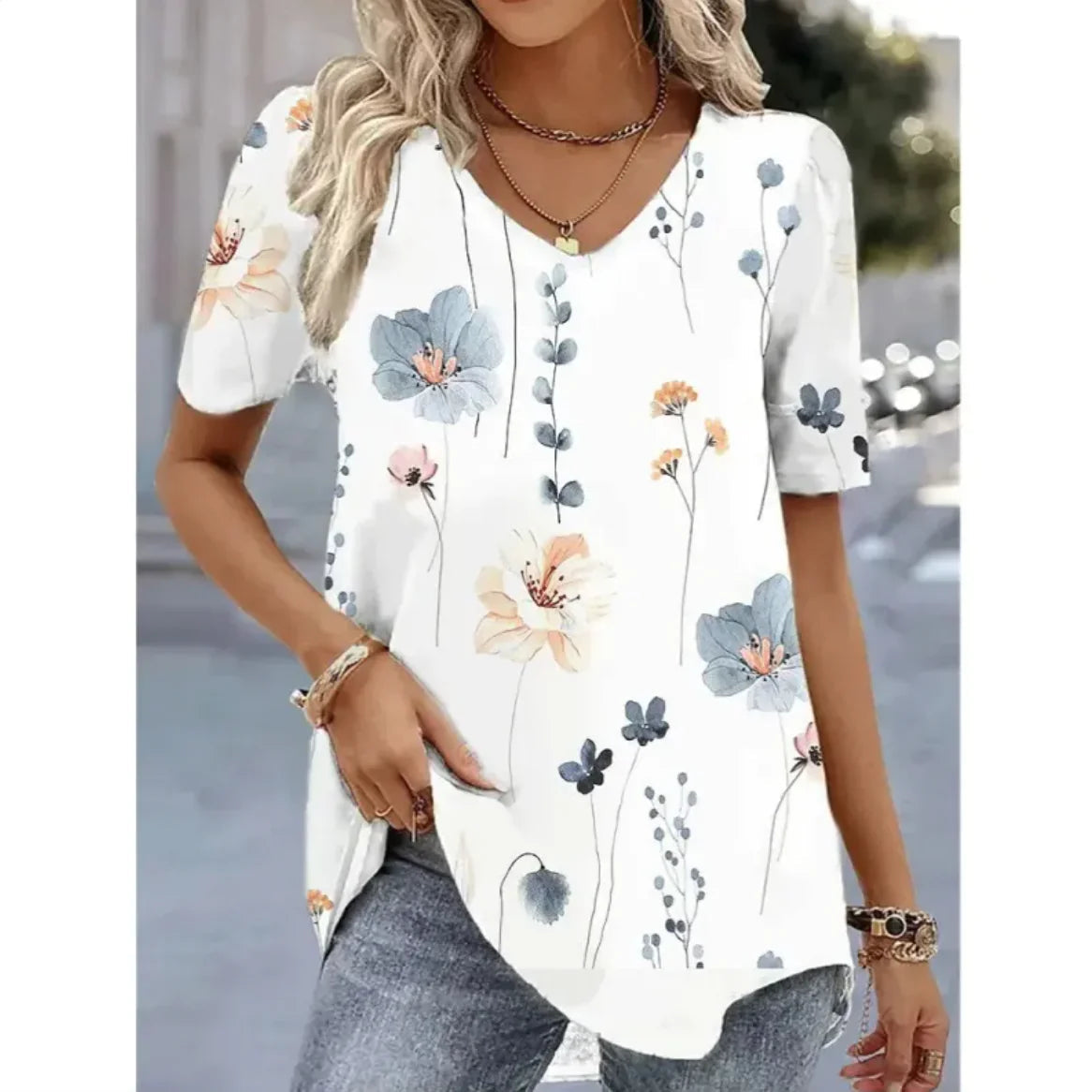 Women's Summer V-Neck Casual Top WEM Support (www.WEM.support)
