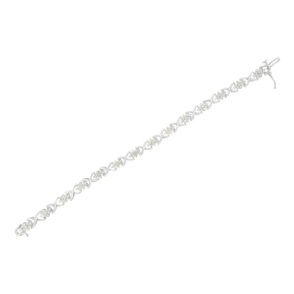 .925 Sterling Silver 2-1/4 Cttw Diamond 7” Cluster X Link Bracelet (I-J Color, I3 Clarity) WEM Support (www.WEM.support)