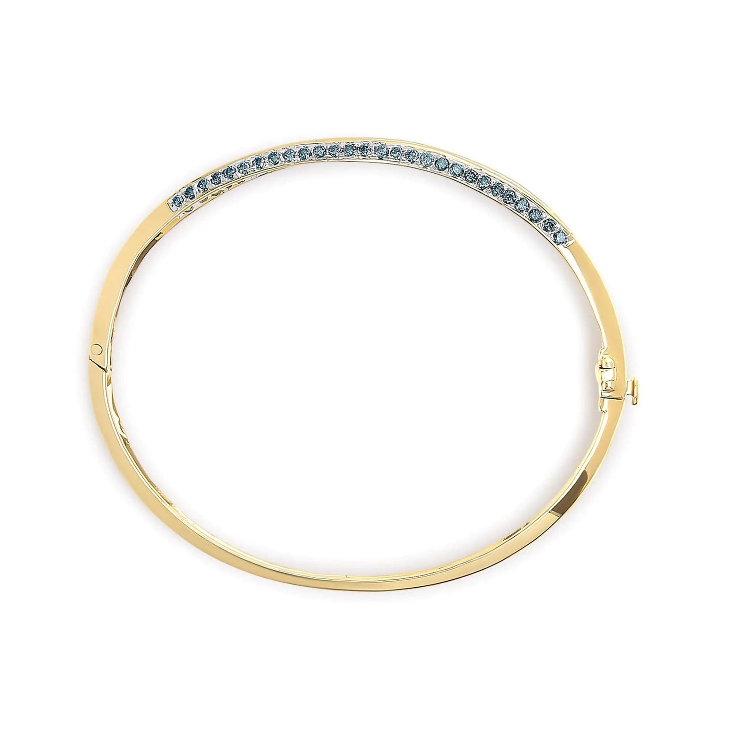14K Yellow Gold 2.0 Cttw Treated Blue and White Diamond Bangle Bracelet (H-I Color, SI2-I1 Clarity) - Size 7 WEM Support (www.WEM.support)