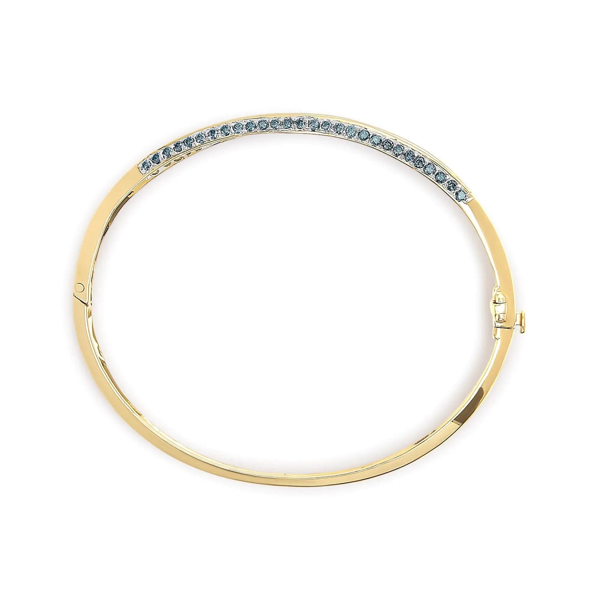 14K Yellow Gold 2.0 Cttw Treated Blue and White Diamond Bangle Bracelet (H-I Color, SI2-I1 Clarity) - Size 7 WEM Support (www.WEM.support)