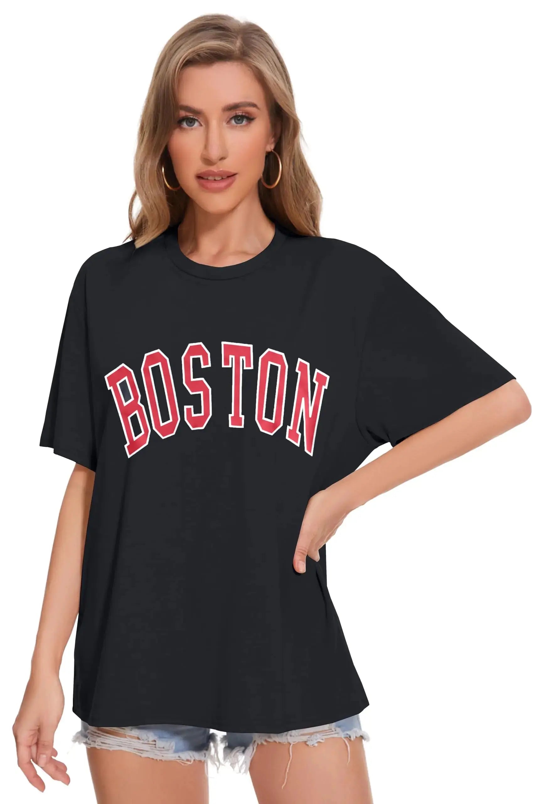 Womens Oversized Tshirt Graphic Tees Crew Neck Summer Short Sleeve Loose Fit Tops Medium Black Red Letters My Store