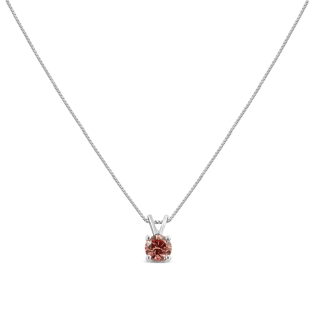 14K Weißgold 1/4 Cttw Rund Brillant Geschliffener Laborgezüchteter Diamant 4-Krappen Solitär Anhänger Halskette WEM Support (www.WEM.support)