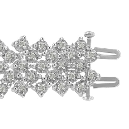 .925 Sterling Silver 3.0 cttw Diamond Multi-Row Tennis Bracelet (I-J Clarity, I3 Color) - Size 7" WEM Support (www.WEM.support)