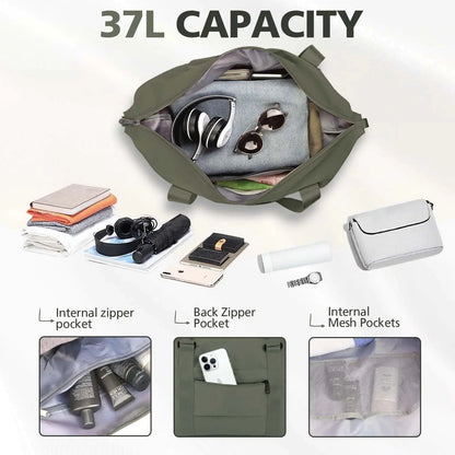 Travel Duffle Bag, Waterproof Weekender Bag Carry On Tote Bags for Women, Travel Essentials Sport Gym Bag for Men, Hospital Bag for Labor and Delivery, Overnight Bag Luggage Bag with Trolley Sleeve 06 Dark Green My Store