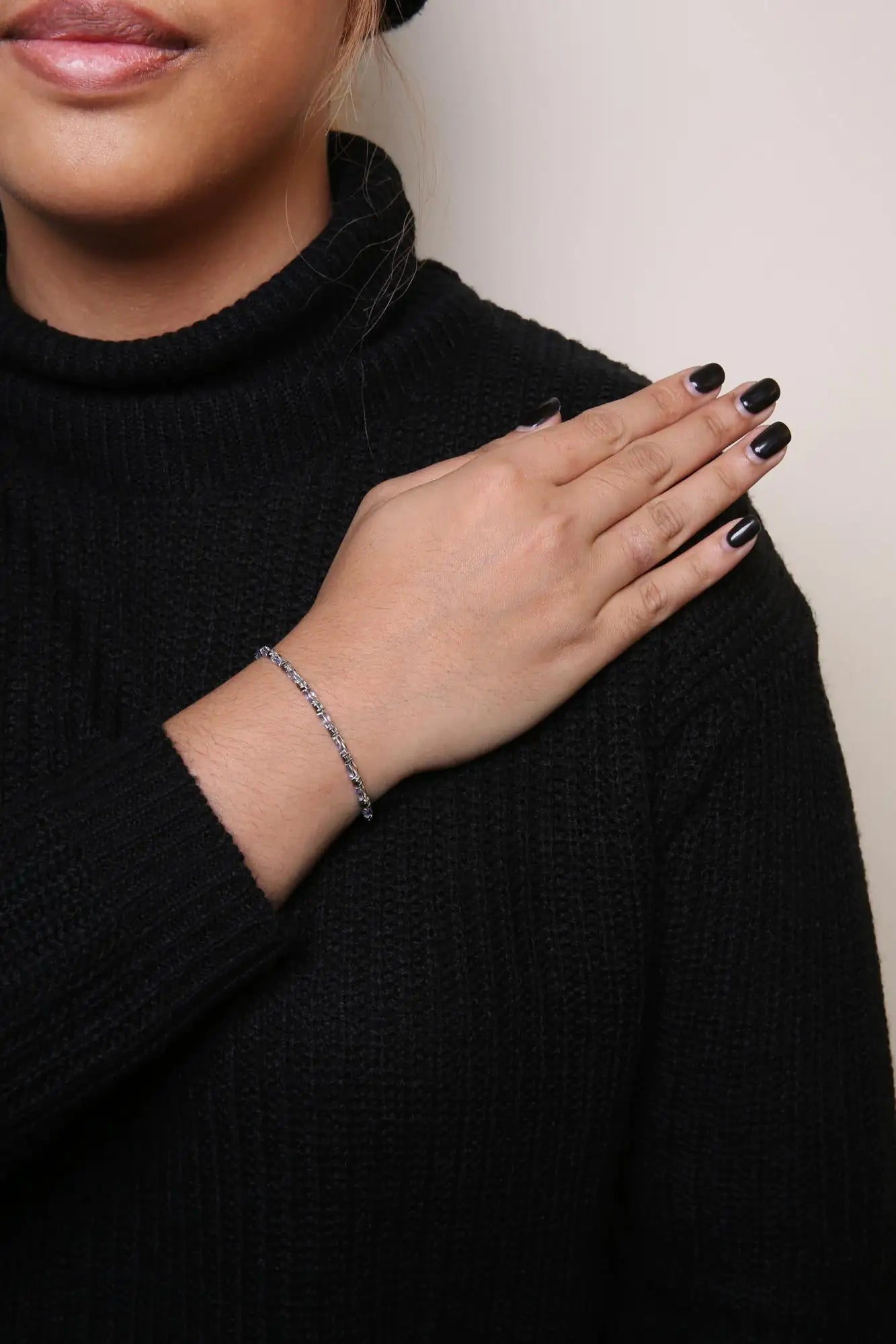 .925 Sterling Silber Armband mit 1 1/2 Cttw Schwarzen Diamanten und Blauem Tansanit (I2-I3 Reinheit, Schwarze Farbe) - Größe 7,25" WEM Support (www.WEM.support)