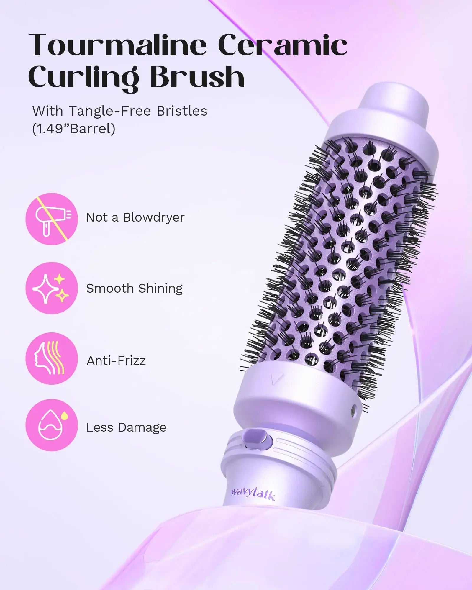 Wavytalk 5 in 1 Curling Iron,Curling Wand Set with Curling Brush and 4 Interchangeable Ceramic Curling Wand(0.5”-1.25”),Instant Heat Up,Include Heat Protective Glove & 2 Clips (Purple) Curling Wand （0.5"-1.25" ） Purple Lavender My Store