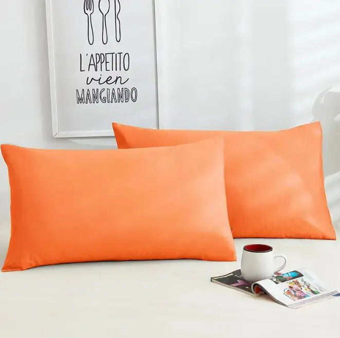 A Pair Of Pure Color Cotton Pillowcases WEM Support (www.WEM.support)