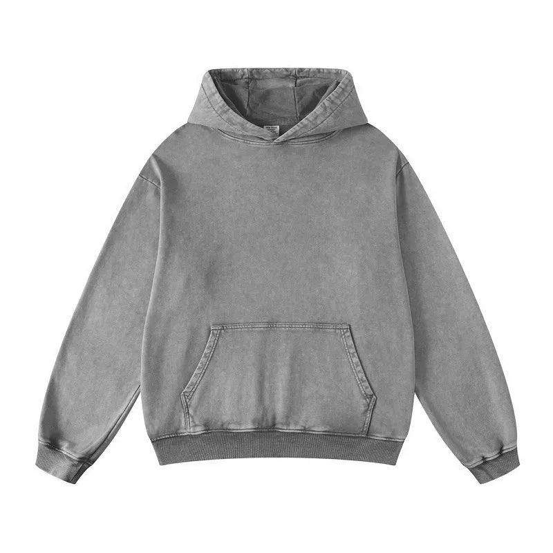 Thickened Washed Old Gradient Solid Color Batik Hooded Sweater For Men WEM Support (www.WEM.support)