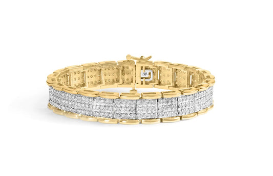 10K Yellow Gold 5.00 Cttw Round-Cut Diamond Link 7" Bracelet (J-K Color, I1-I2 Clarity) WEM Support (www.WEM.support)