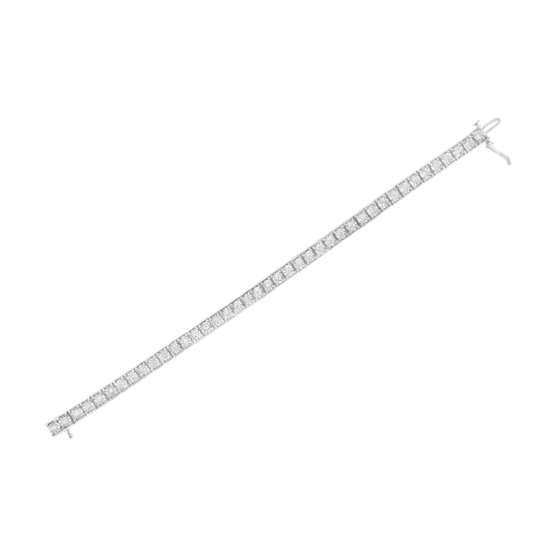 .925 Sterling Silver Brilliant-Cut Round Diamond Square Frame Miracle-Set Tennis Bracelet (2 cttw, I-J Color, I2-I3 Clarity) - Size 7" WEM Support (www.WEM.support)
