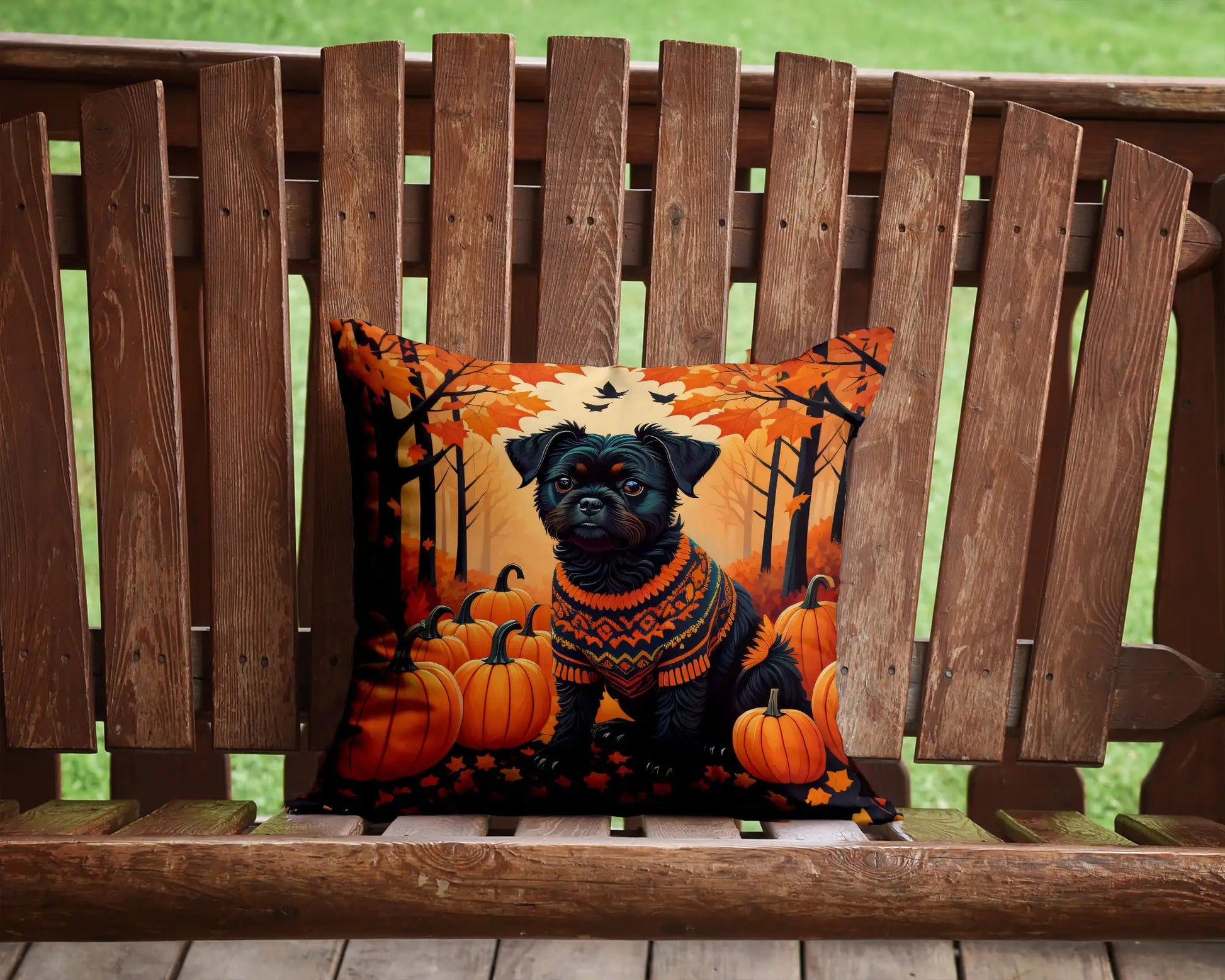 Affenpinscher Fall Throw Pillow WEM Support (www.WEM.support)